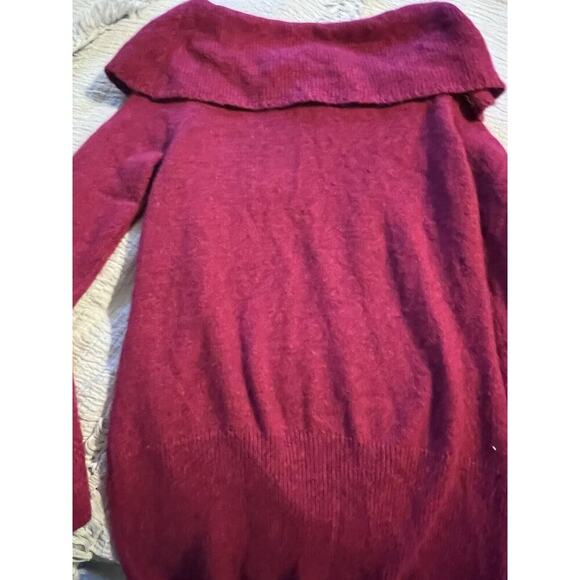 WHITE HOUSE BLACK MARKET DARK FUCHSIA PINK SHAWL COLLAR SWEATER SZ M Wool Blend - Picture 8 of 9